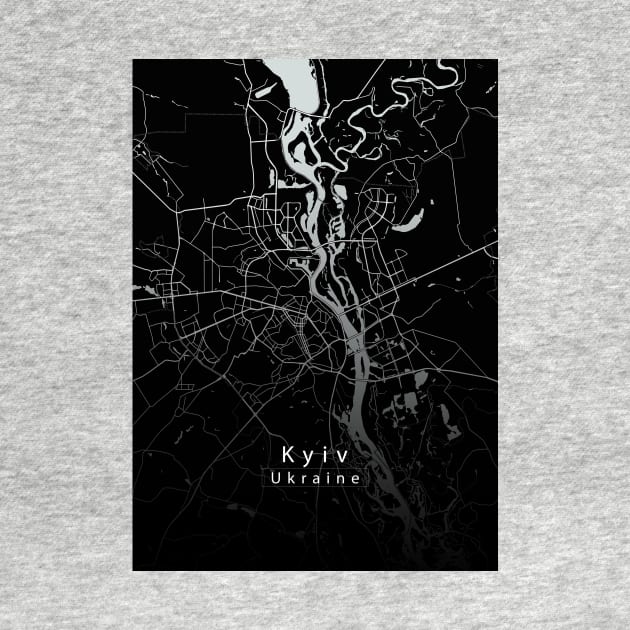 Kyiv Ukraine City Map dark by Robin-Niemczyk